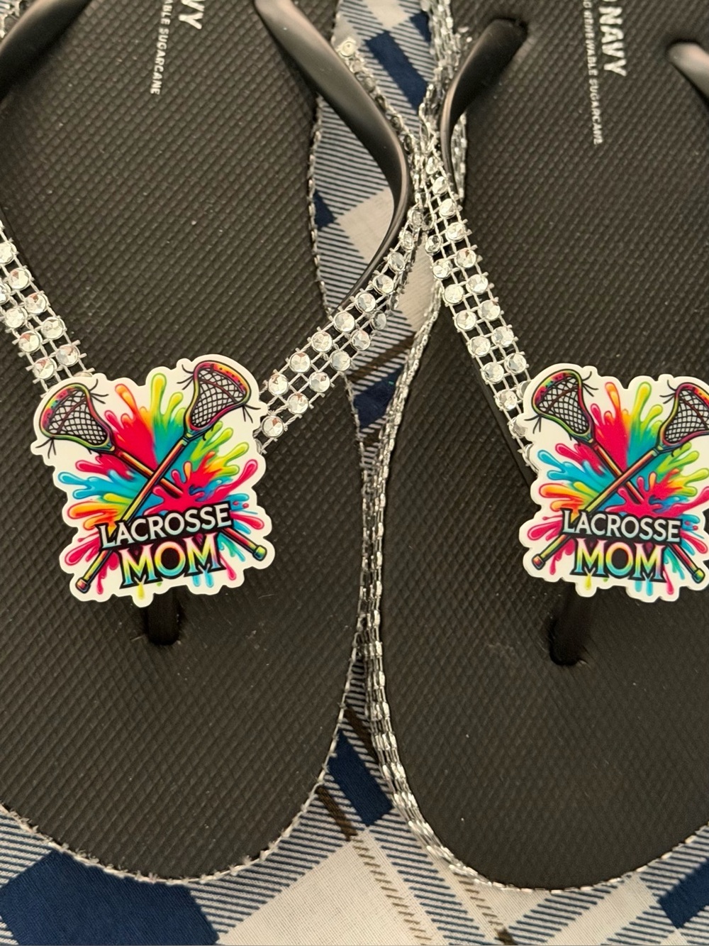 Lacrosse Mom Rhinestone Flip Flop Sandals